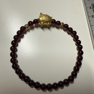 Pig Charm Feng Shui Wealth Garnet Bracelet